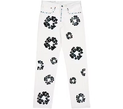 Denim Tears x Levi’s 501 Cotton Rhinestone Wreath Jeans – White