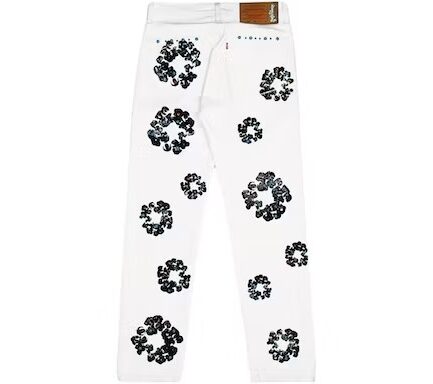 Denim Tears x Levi’s 501 Cotton Rhinestone Wreath Jeans – White